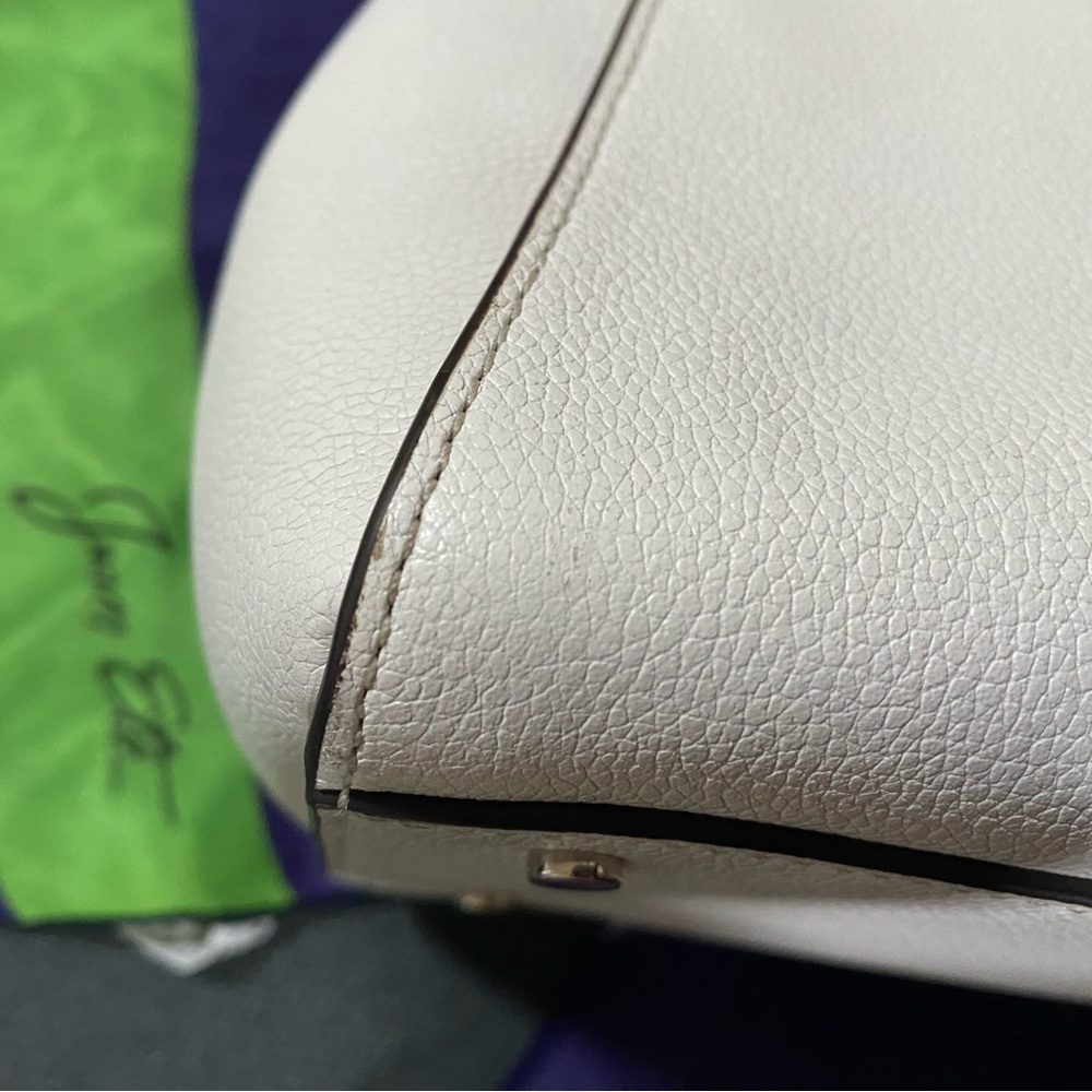 Kate Spade ♠️ Lucia Medium Crossbody Leather Satchel in Parchment (White) - Picture 16 of 17